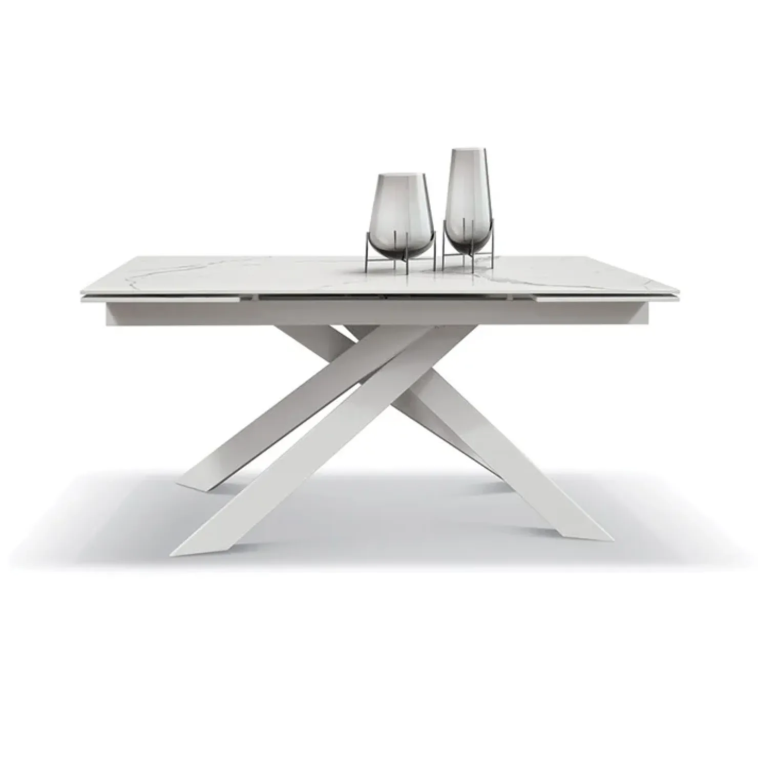 Garnero Arredamenti Tavolo 160/240 allungabile bianco effetto marmo metallo bianco Uragano