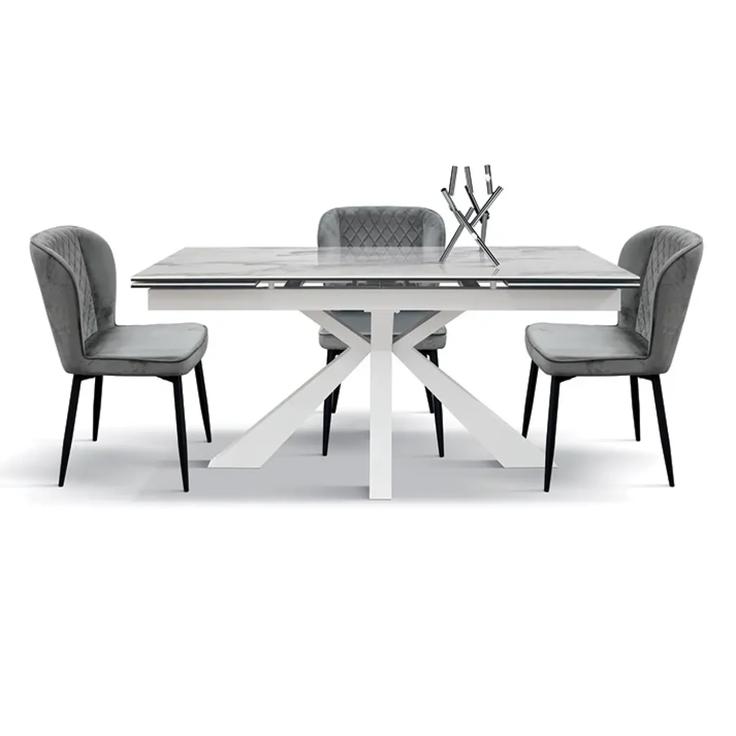 Garnero Arredamenti Tavolo 160/240 allungabile effetto marmo bianco metallo bianco Ray Best