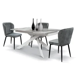 Garnero Arredamenti Tavolo 160/240 allungabile effetto marmo bianco bronzo metallo bianco Filly Hot
