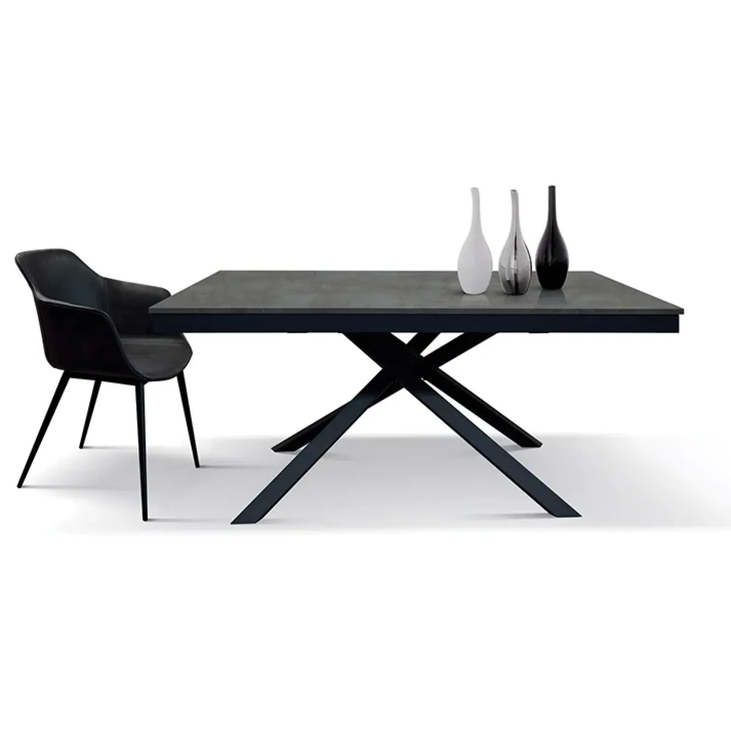 Garnero Arredamenti Tavolo 140/200 cm allungabile acciaio ossido metallo Velvet Ossido - Nero opaco Discount