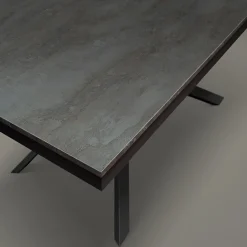 Garnero Arredamenti Tavolo 140/200 cm  allungabile acciaio ossido metallo Velvet Ossido - Nero opaco Discount