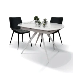 Garnero Arredamenti Tavolo 120/180 cm allungabile bianco effetto marmo metallo Globo Marmo bianco Outlet