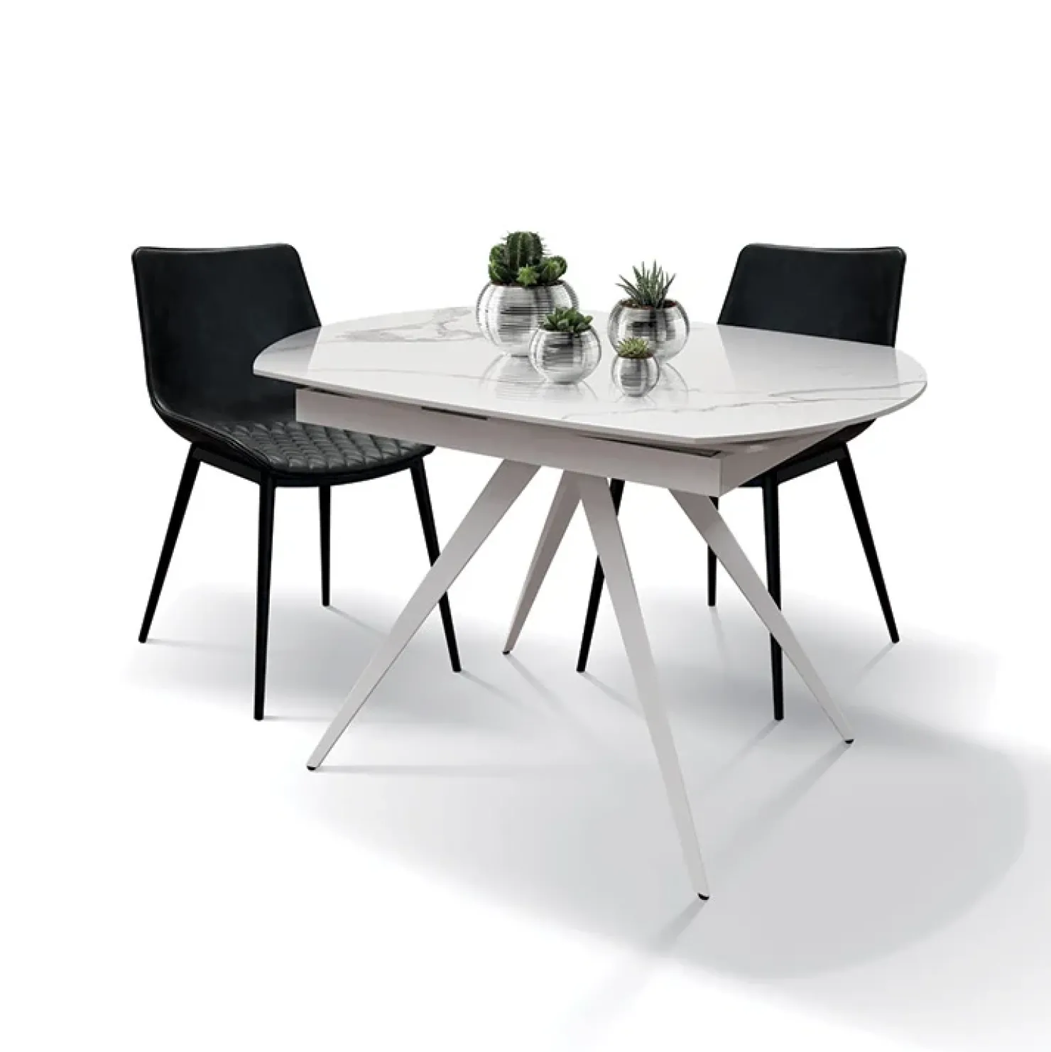 Garnero Arredamenti Tavolo 120/180 cm allungabile bianco effetto marmo metallo Globo Marmo bianco Outlet