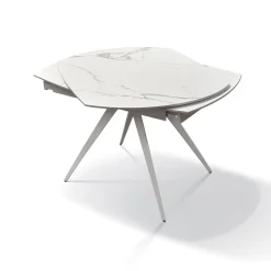 Garnero Arredamenti Tavolo 120/180 cm allungabile bianco effetto marmo metallo Globo Marmo bianco Outlet