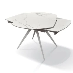 Garnero Arredamenti Tavolo 120/180 cm allungabile bianco effetto marmo metallo Globo Marmo bianco Outlet
