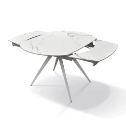 Garnero Arredamenti Tavolo 120/180 cm allungabile bianco effetto marmo metallo Globo Marmo bianco Outlet