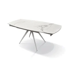 Garnero Arredamenti Tavolo 120/180 cm allungabile bianco effetto marmo metallo Globo Marmo bianco Outlet