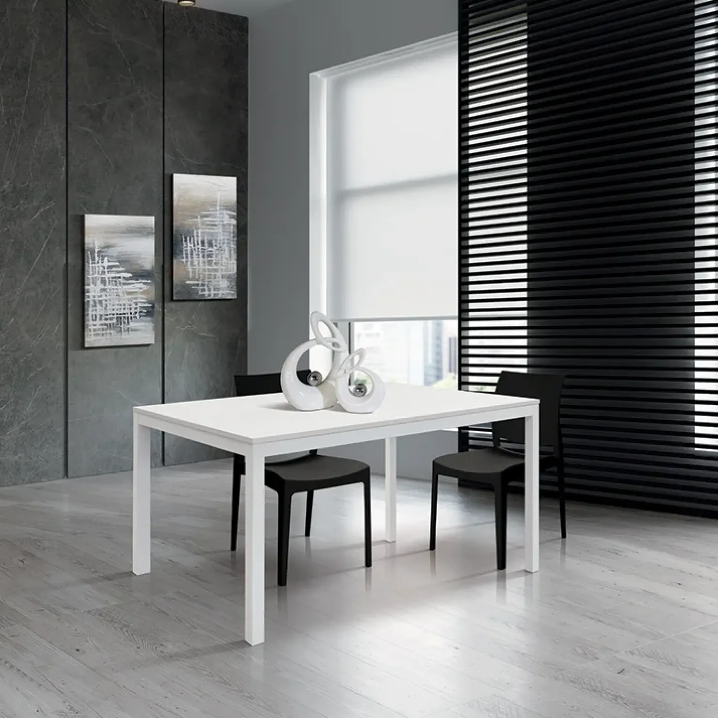 Garnero Arredamenti Tavolo 110/160 cm allungabile metallo bianco Larkin Bianco Frassinato Outlet