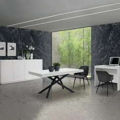 Garnero Arredamenti Tavolo 160/240 cm allungabile metallo Otab Bianco Frassinato New