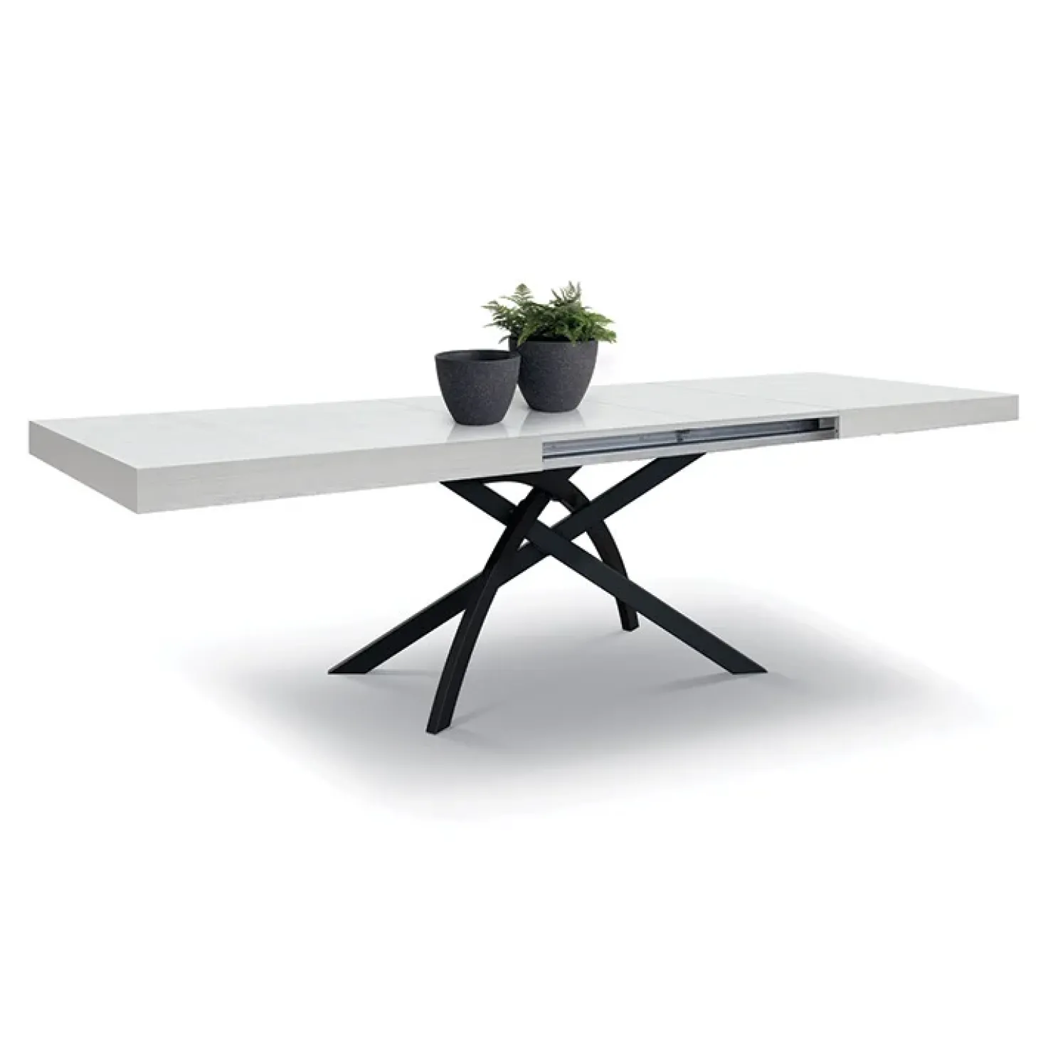 Garnero Arredamenti Tavolo 160/240 cm allungabile metallo Otab Bianco Frassinato New