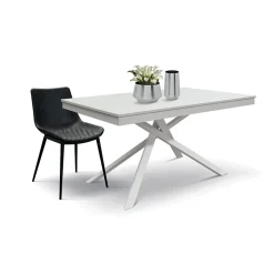 Garnero Arredamenti Tavolo 140/200 cm allungabile bianco frassinato metallo bianco Velvet Bianco Opaco - Bianco Frassinato Outlet