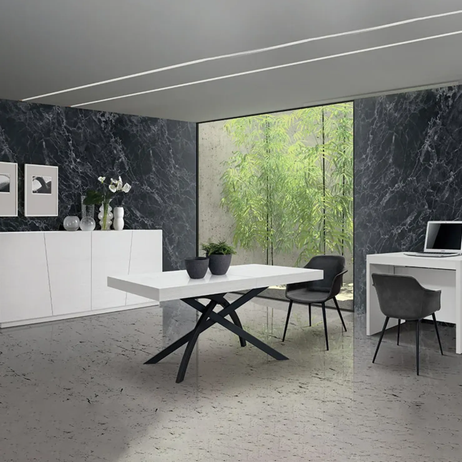 Garnero Arredamenti Tavolo 140/220 cm allungabile metallo Otab Bianco Frassinato Online