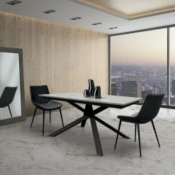 Garnero Arredamenti Tavolo 120/170 cm allungabile cemento metallo ossido Velvet Nero - Cemento Sale