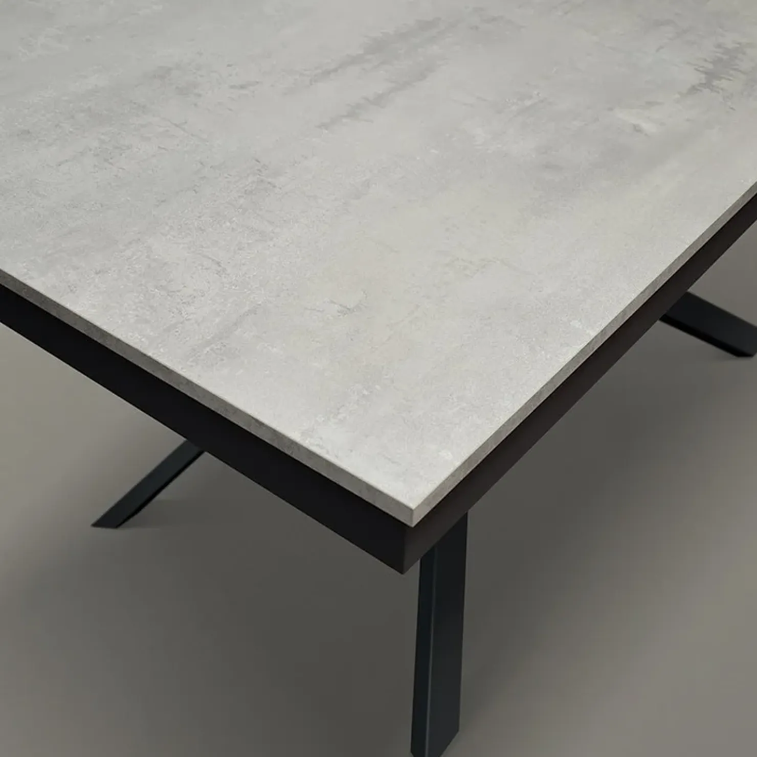 Garnero Arredamenti Tavolo 120/170 cm allungabile cemento metallo ossido Velvet Nero - Cemento Sale