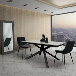 Garnero Arredamenti Tavolo 140/200 cm allungabile cemento metallo ossido Velvet Nero - Cemento Outlet