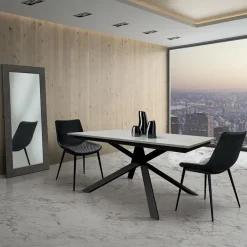 Garnero Arredamenti Tavolo 160/220 cm allungabile cemento metallo ossido Velvet Nero - Cemento New