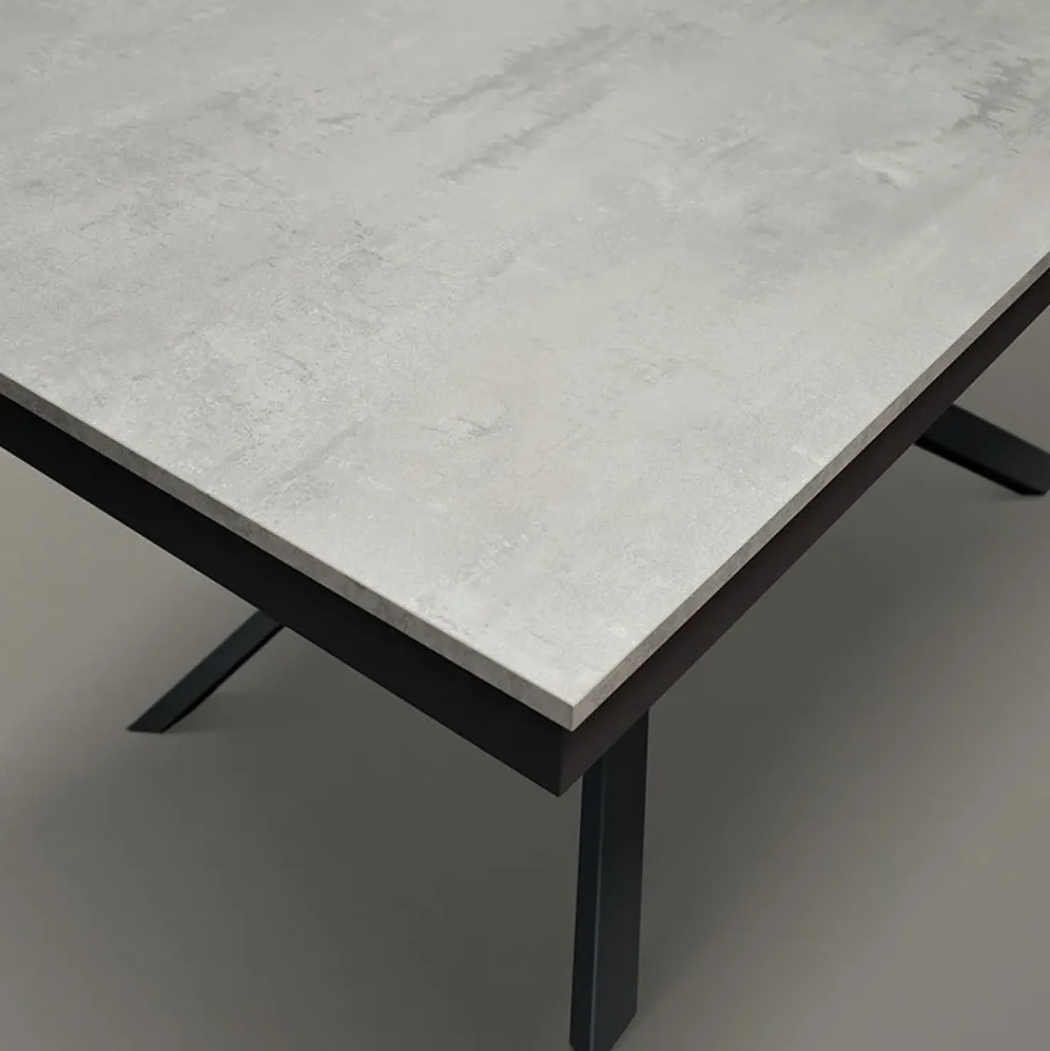 Garnero Arredamenti Tavolo 160/220 cm allungabile cemento metallo ossido Velvet Nero - Cemento New