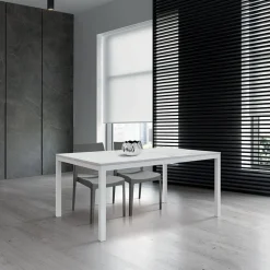 Garnero Arredamenti Tavolo 120/170 cm allungabile effetto metallo bianco Larkin Marmo bianco Outlet