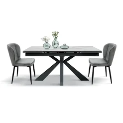 Garnero Arredamenti Tavolo 160/240 cm allungabile effetto marmo bianco antracite Mirage Best