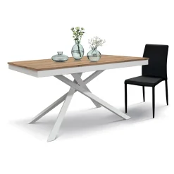 Garnero Arredamenti Tavolo 120/170 cm allungabile rovere rustico metallo bianco Velvet Rovere - Bianco Best