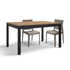 Garnero Arredamenti Tavolo 140/200 cm allungabile metallo ossido Alanda Rovere Rustico