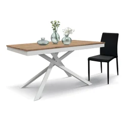 Garnero Arredamenti Tavolo 160/220 cm allungabile rovere rustico metallo bianco Velvet Rovere - Bianco Best