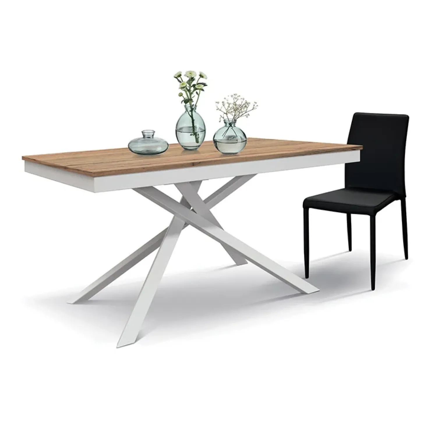 Garnero Arredamenti Tavolo 160/220 cm allungabile rovere rustico metallo bianco Velvet Rovere - Bianco Best