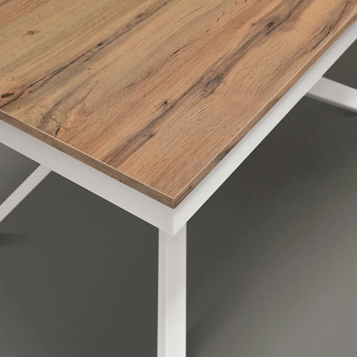 Garnero Arredamenti Tavolo 160/220 cm allungabile rovere rustico metallo bianco Velvet Rovere - Bianco Best