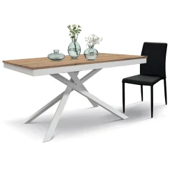 Garnero Arredamenti Tavolo 140/200 cm allungabile rovere rustico metallo bianco Velvet Rovere - Bianco Best