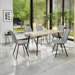 Garnero Arredamenti Tavolo allungabile 120/160 cm moderno rovere sonoma grigio nero Odran Hot