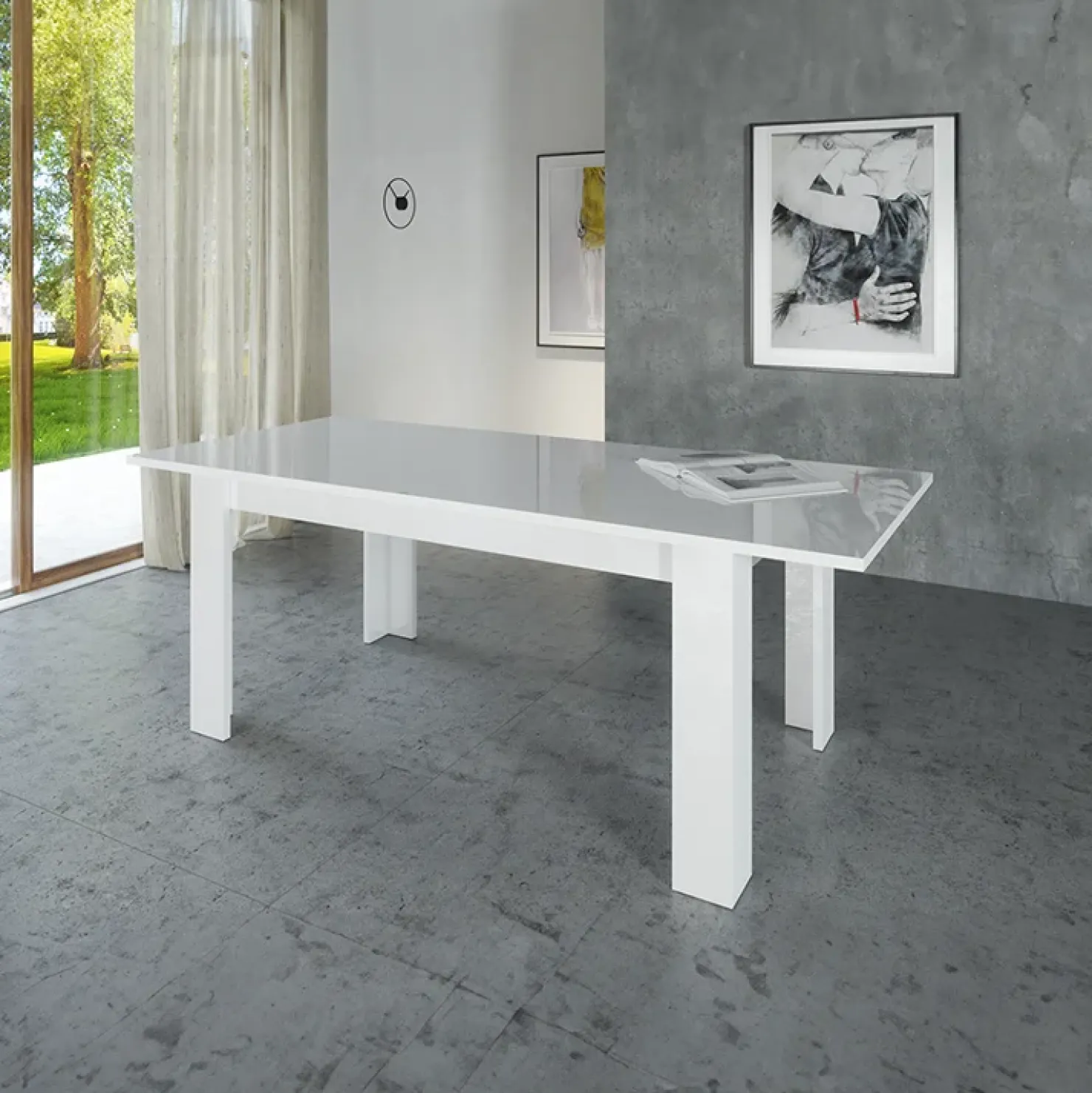 Garnero Arredamenti Tavolo allungabile 160-210cm Zenzero Bianco Lucido Clearance