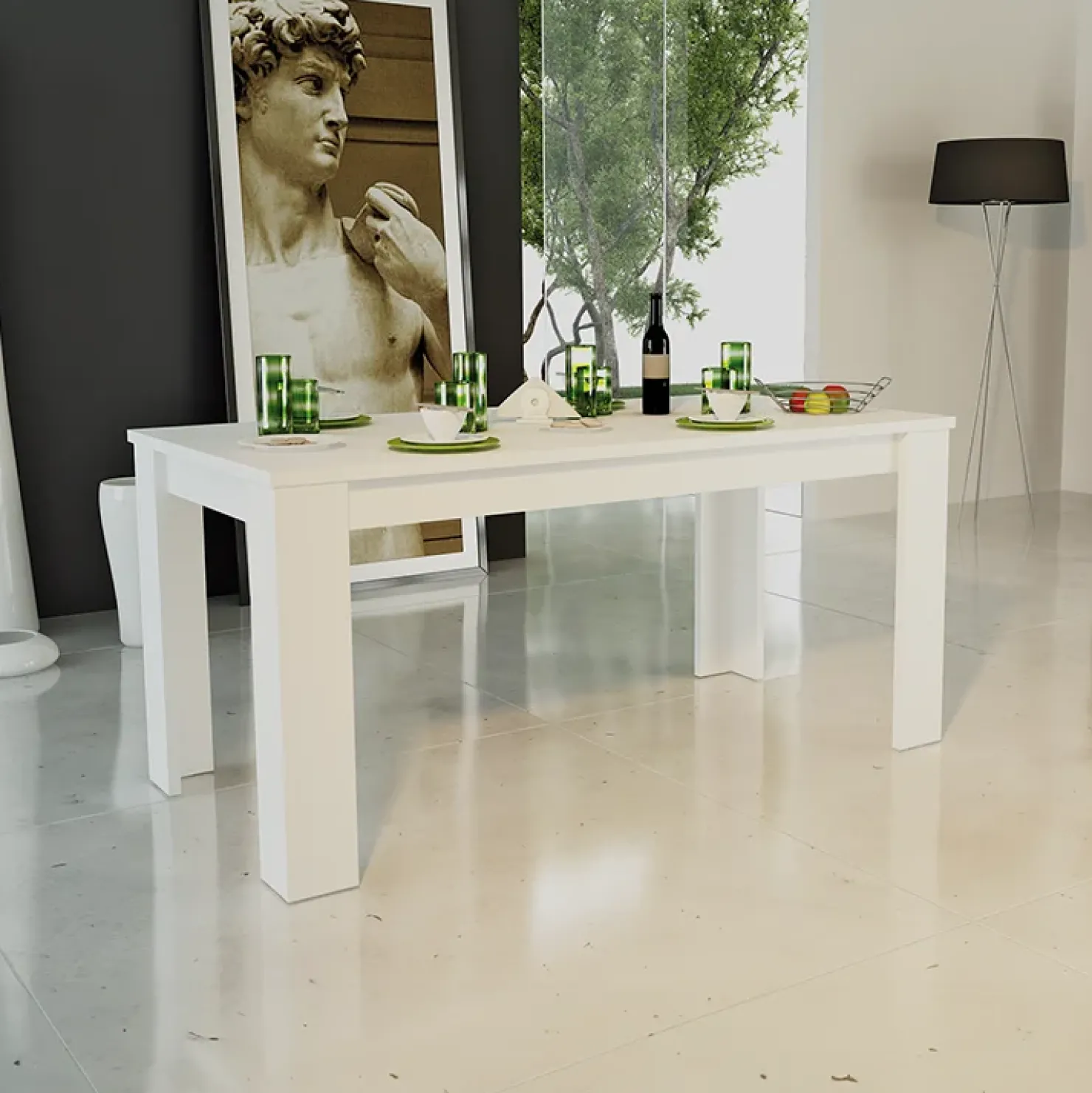 Garnero Arredamenti Tavolo allungabile 160-210cm Zenzero Bianco Opaco Discount