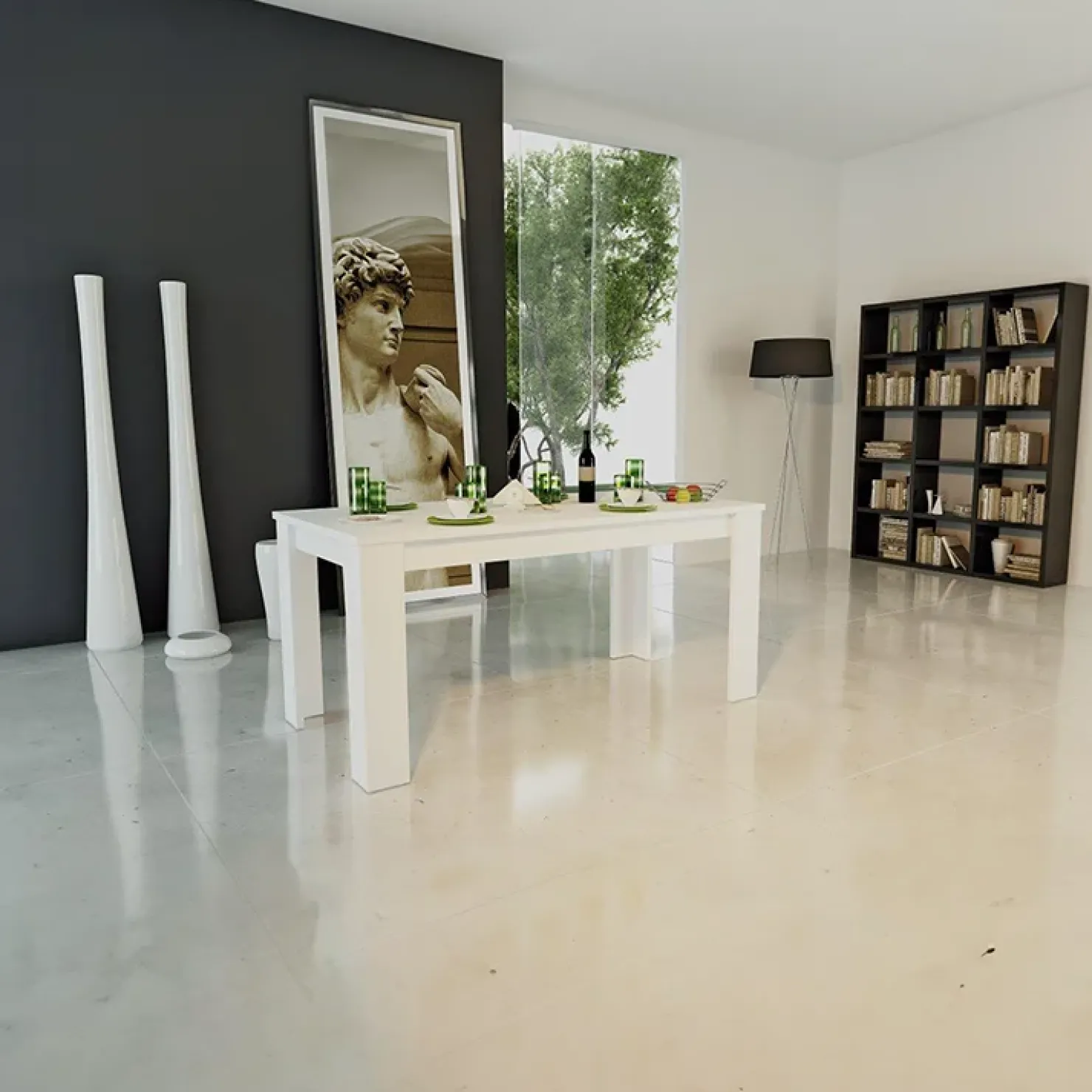 Garnero Arredamenti Tavolo allungabile 160-210cm Zenzero Bianco Opaco Discount