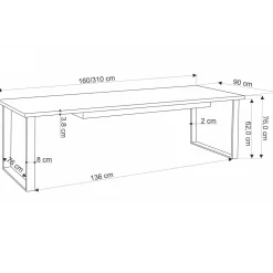 Garnero Arredamenti Tavolo allungabile 160/310cm da pranzo industrial rovere wotan nero Think Best