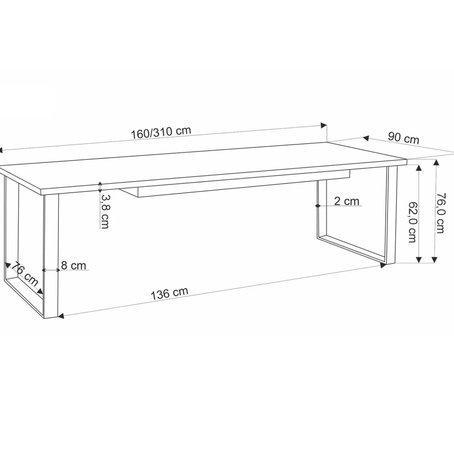 Garnero Arredamenti Tavolo allungabile 160/310cm da pranzo industrial rovere wotan nero Think Best