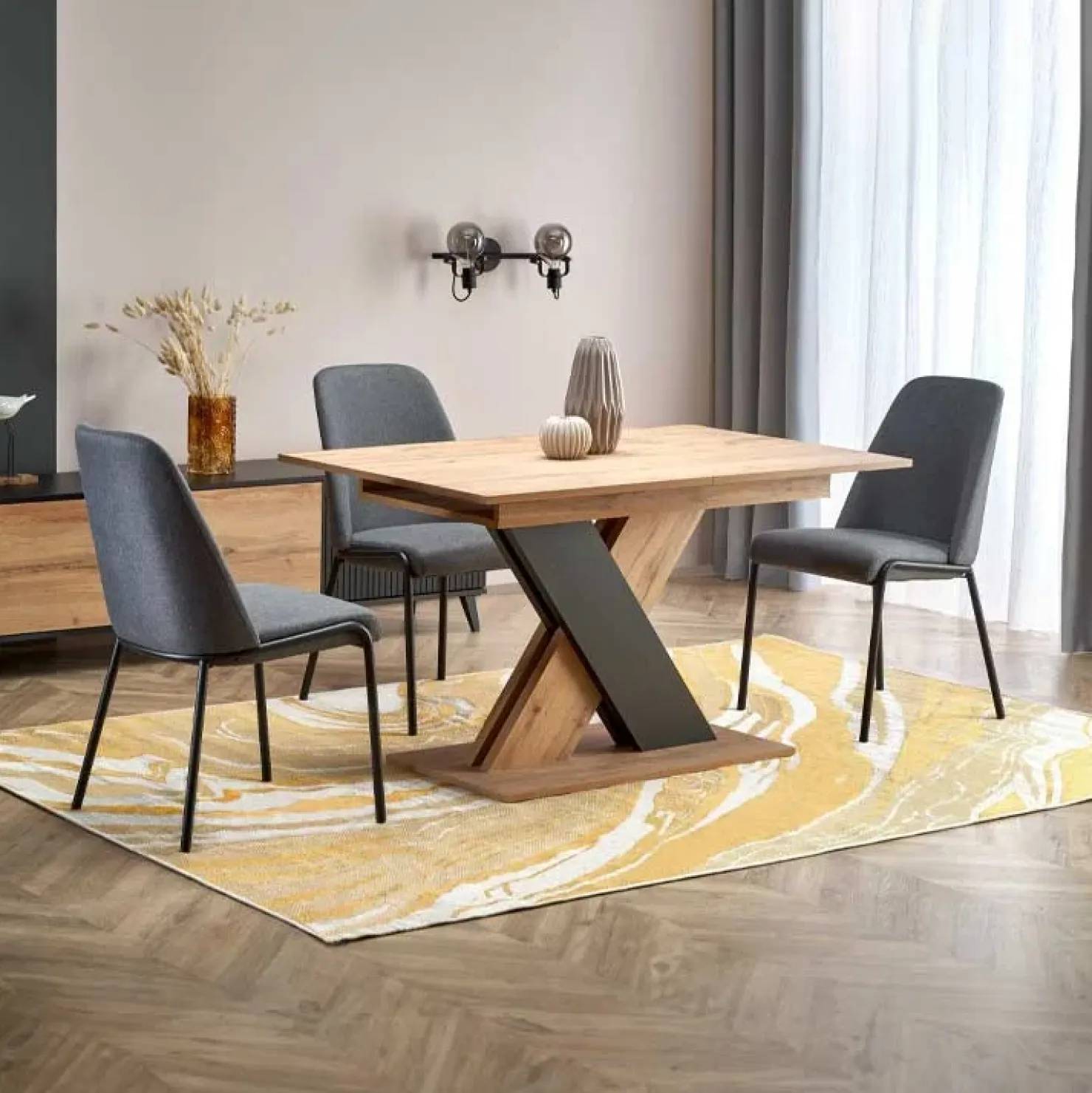 Garnero Arredamenti Tavolo allungabile 130/175cm da pranzo moderno rovere nero Brenta Sale