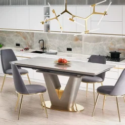 Garnero Arredamenti Tavolo allungabile 160/220cm da pranzo effetto marmo grigio Adige Best