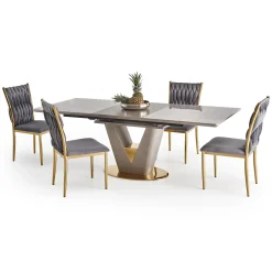 Garnero Arredamenti Tavolo allungabile 160/220cm da pranzo effetto marmo grigio Adige Best