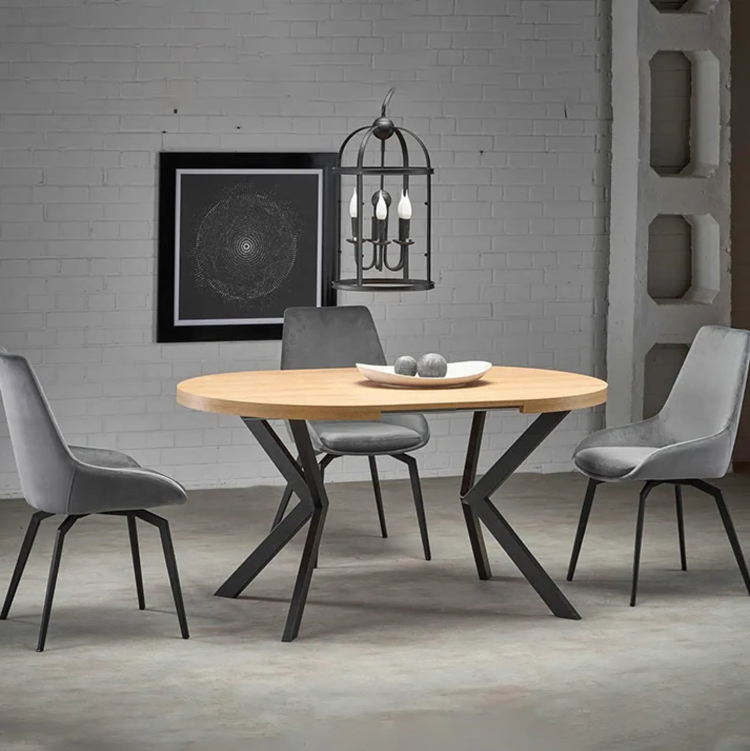 Garnero Arredamenti Tavolo allungabile 100/250cm da pranzo rovere dorato nero Agri Discount