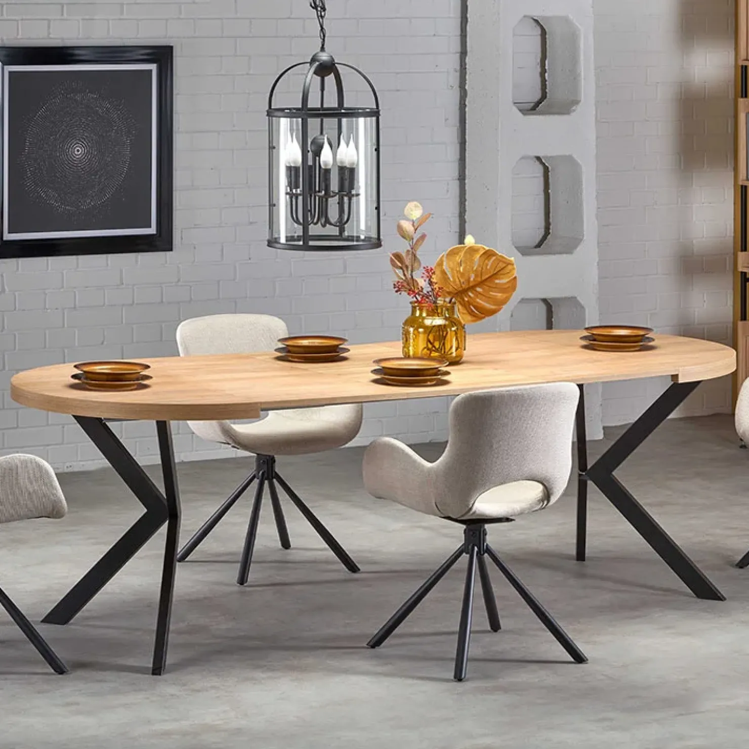 Garnero Arredamenti Tavolo allungabile 100/250cm da pranzo rovere dorato nero Agri Discount