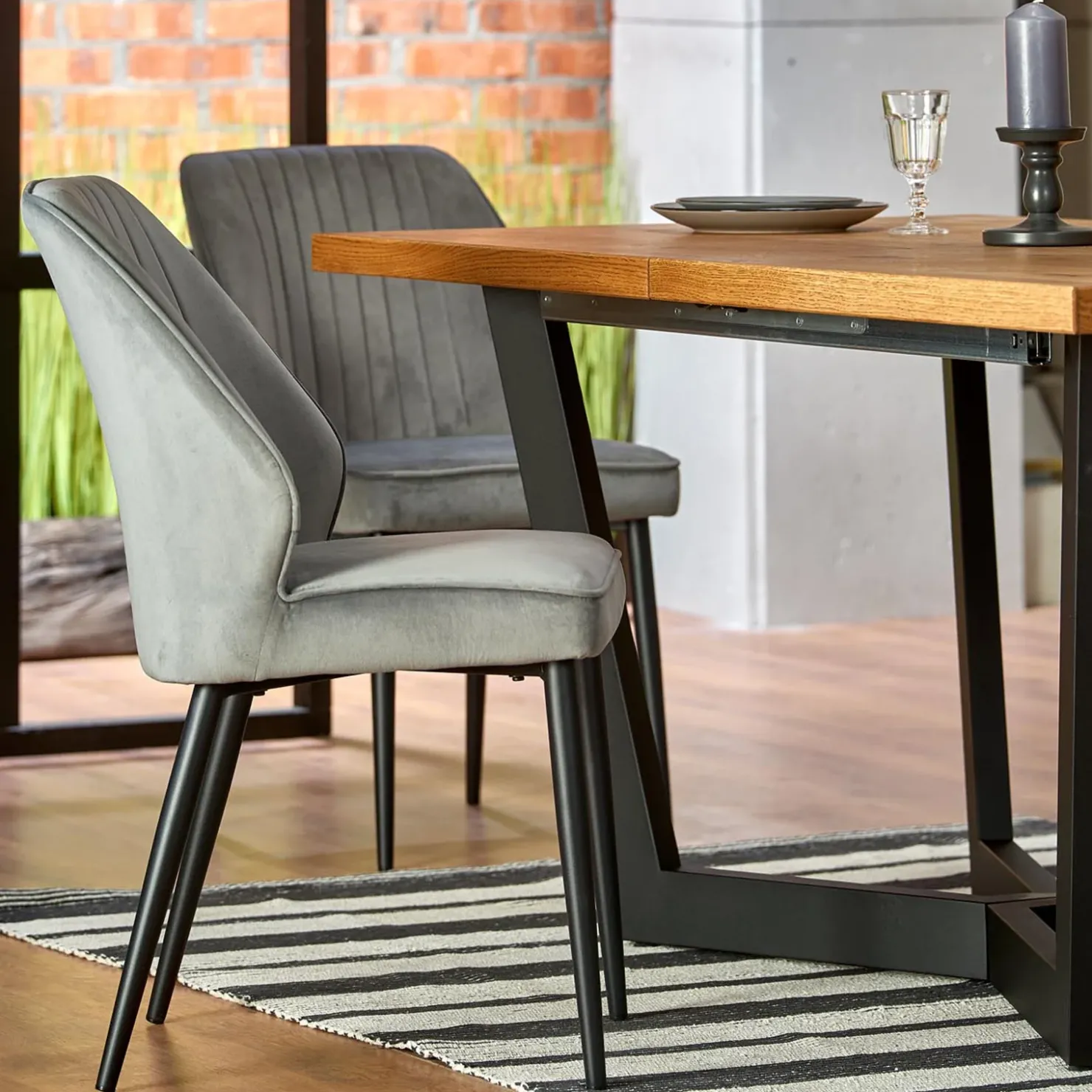 Garnero Arredamenti Tavolo allungabile 160/250cm design moderno rovere rustico nero Ridge Rovere Rustico - Nero Clearance