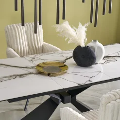 Garnero Arredamenti Tavolo allungabile 180/230cm effetto marmo bianco nero Silvano