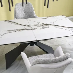 Garnero Arredamenti Tavolo allungabile 180/230cm effetto marmo bianco nero Silvano