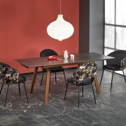 Garnero Arredamenti Tavolo allungabile 140/200cm effetto marmo nero rovere scuro Rinaldo Clearance