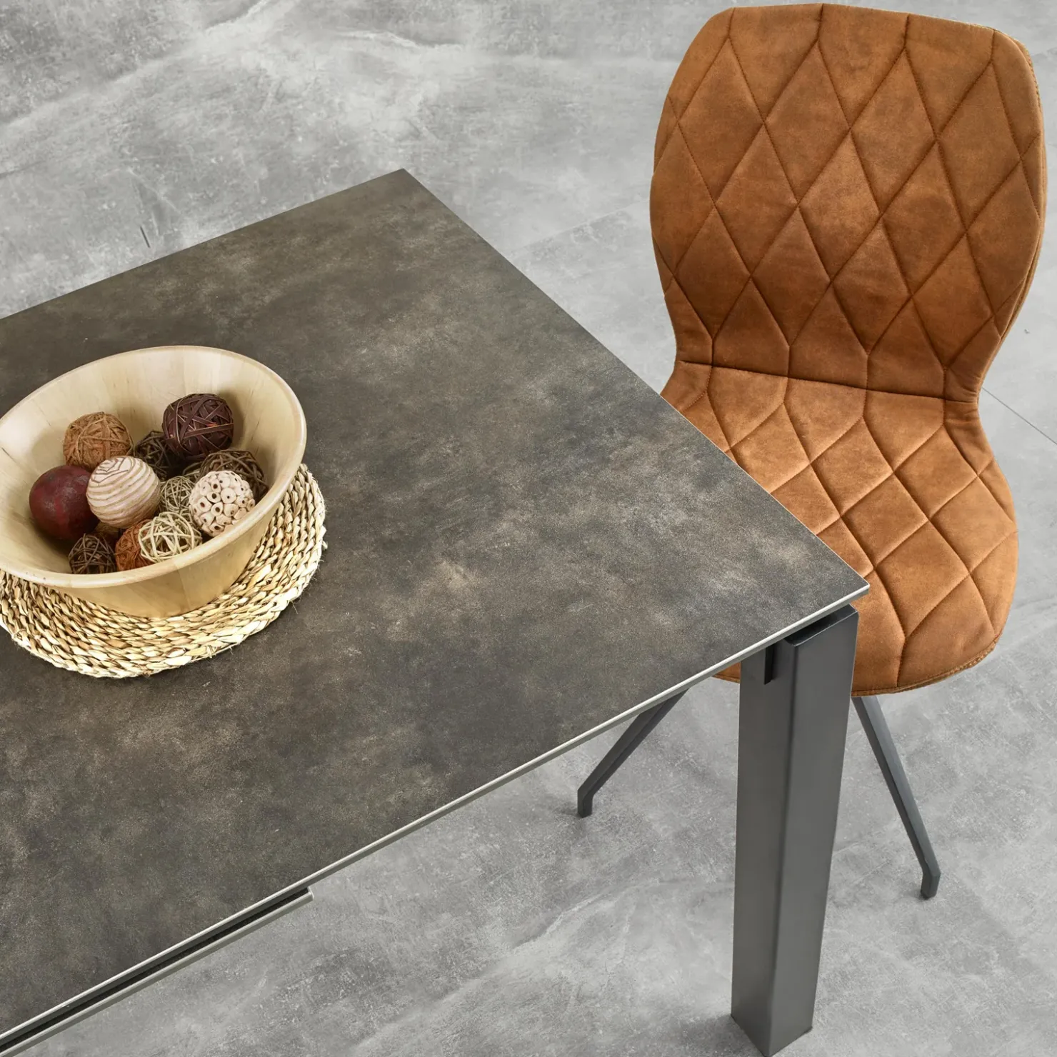 Garnero Arredamenti Tavolo allungabile 120/180cm effetto pietra acciaio nero Alder Discount