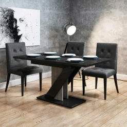 Garnero Arredamenti Tavolo allungabile 120/160cm moderno da pranzo nero effetto pietra Amilia Nero Lucido - Grigio Online