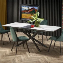 Garnero Arredamenti Tavolo allungabile 160/200cm moderno effetto marmo bianco nero Lennox Hot