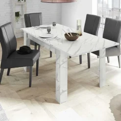 Garnero Arredamenti Tavolo allungabile 137/185cm moderno effetto Viking Marmo bianco Outlet