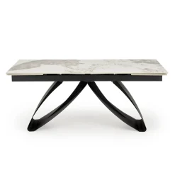 Garnero Arredamenti Tavolo allungabile 180/260cm moderno effetto marmo bianco nero Novellino Clearance