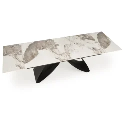 Garnero Arredamenti Tavolo allungabile 180/260cm moderno effetto marmo bianco nero Novellino Clearance